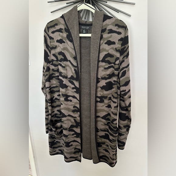 Rachel Zoe Sweaters - Rachel Zoe Camo Patterned Open Front Hooded Sweater Cardigan Size XL